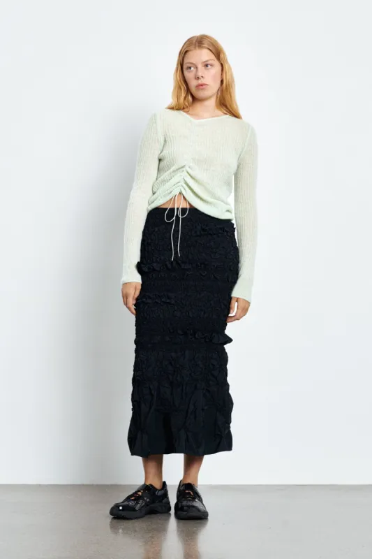 VENUS | SKIRT PANSY SMOCK FAILLE BLACK made by Cecilie Bahnsen