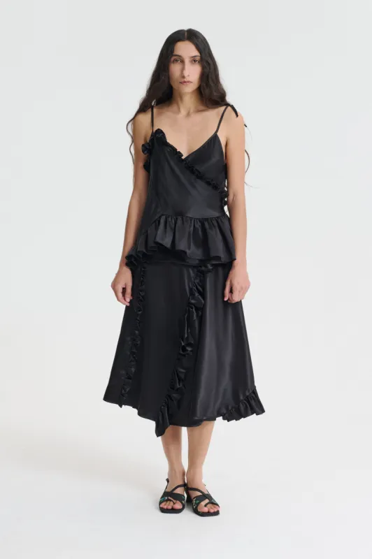 ALESSANDRA | TOP SILK SATIN BLACK made by Cecilie Bahnsen