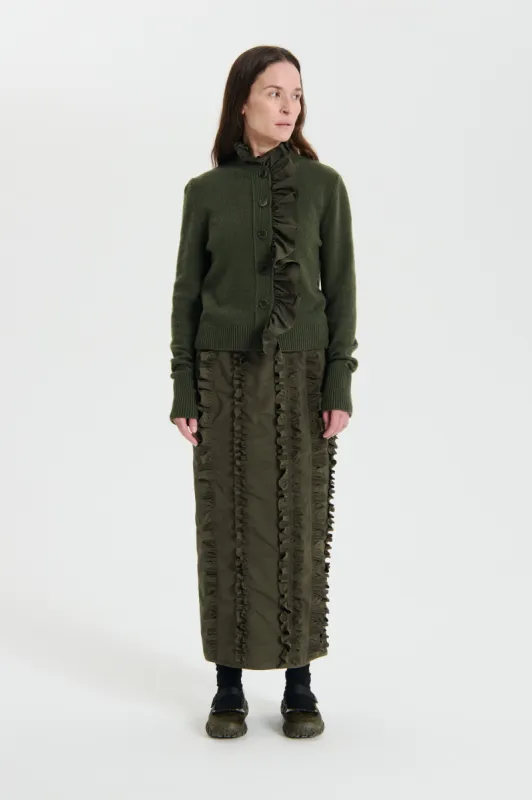 OSCAR | CARDIGAN RECYCLED CASHMERE GREY OLIVE made by Cecilie Bahnsen