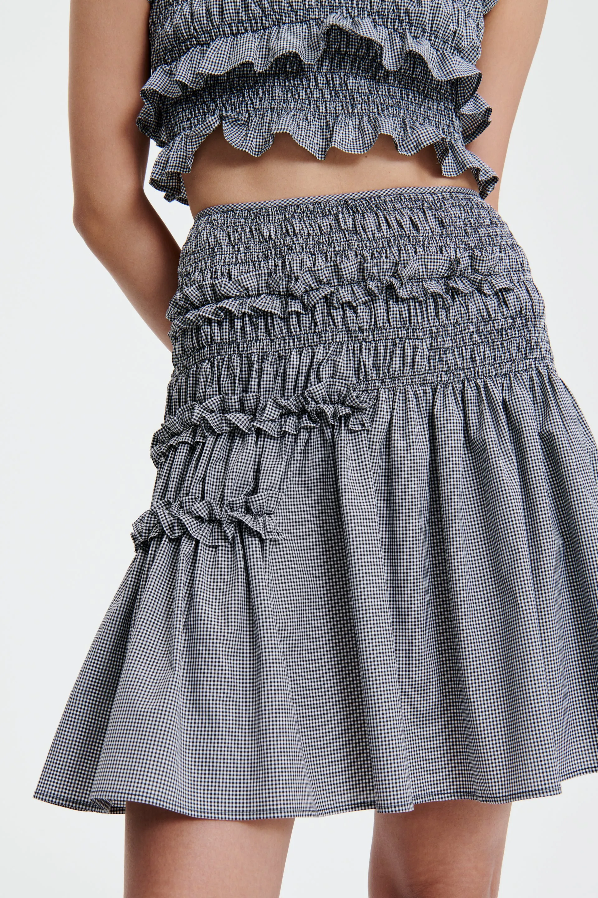 GIULIA | SKIRT GINGHAM COTTON LIGHT BLACK / WHITE sold by Cecilie Bahnsen product image thumbnail 3