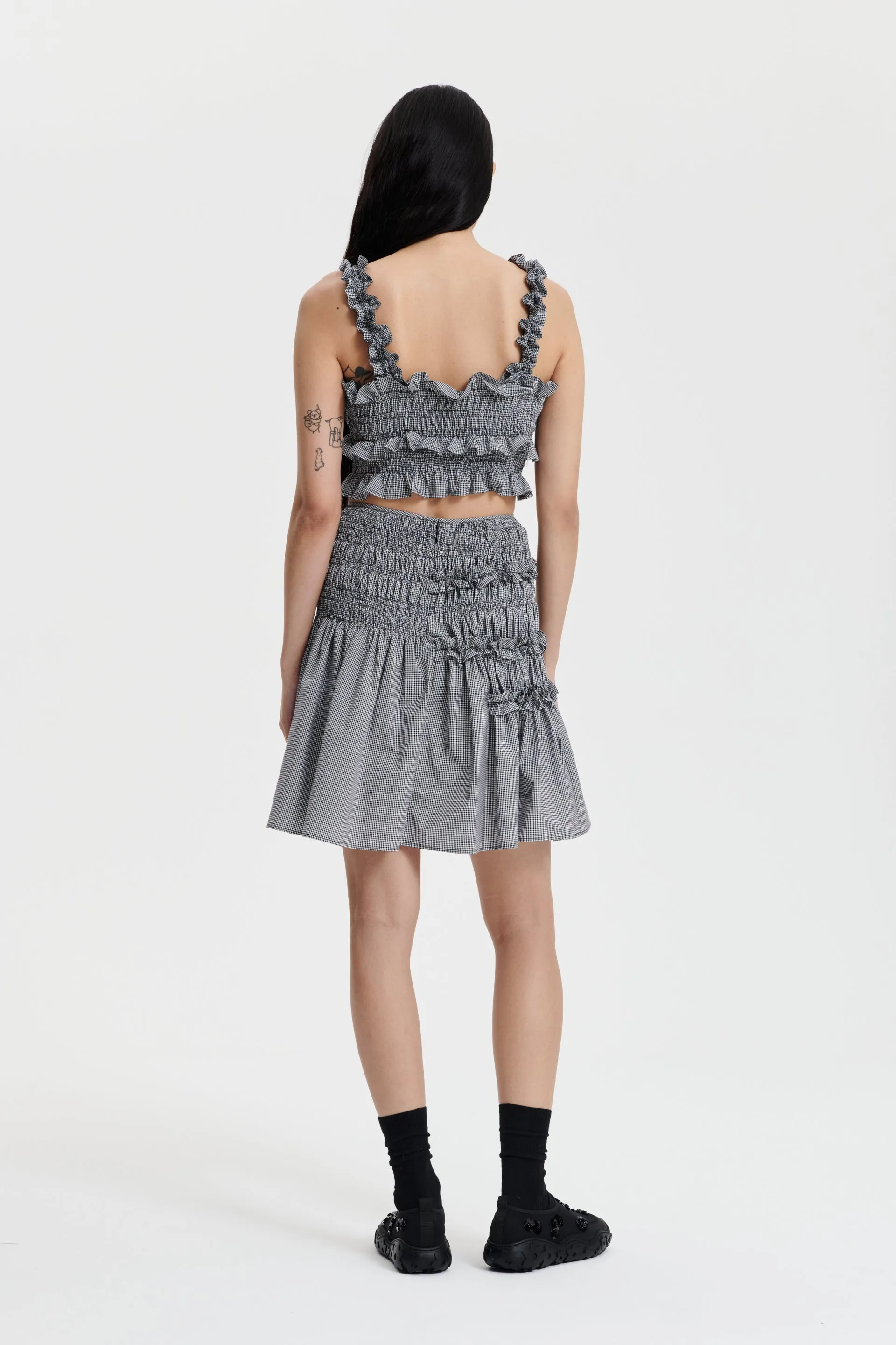 GIULIA | SKIRT GINGHAM COTTON LIGHT BLACK / WHITE sold by Cecilie Bahnsen product image thumbnail 2