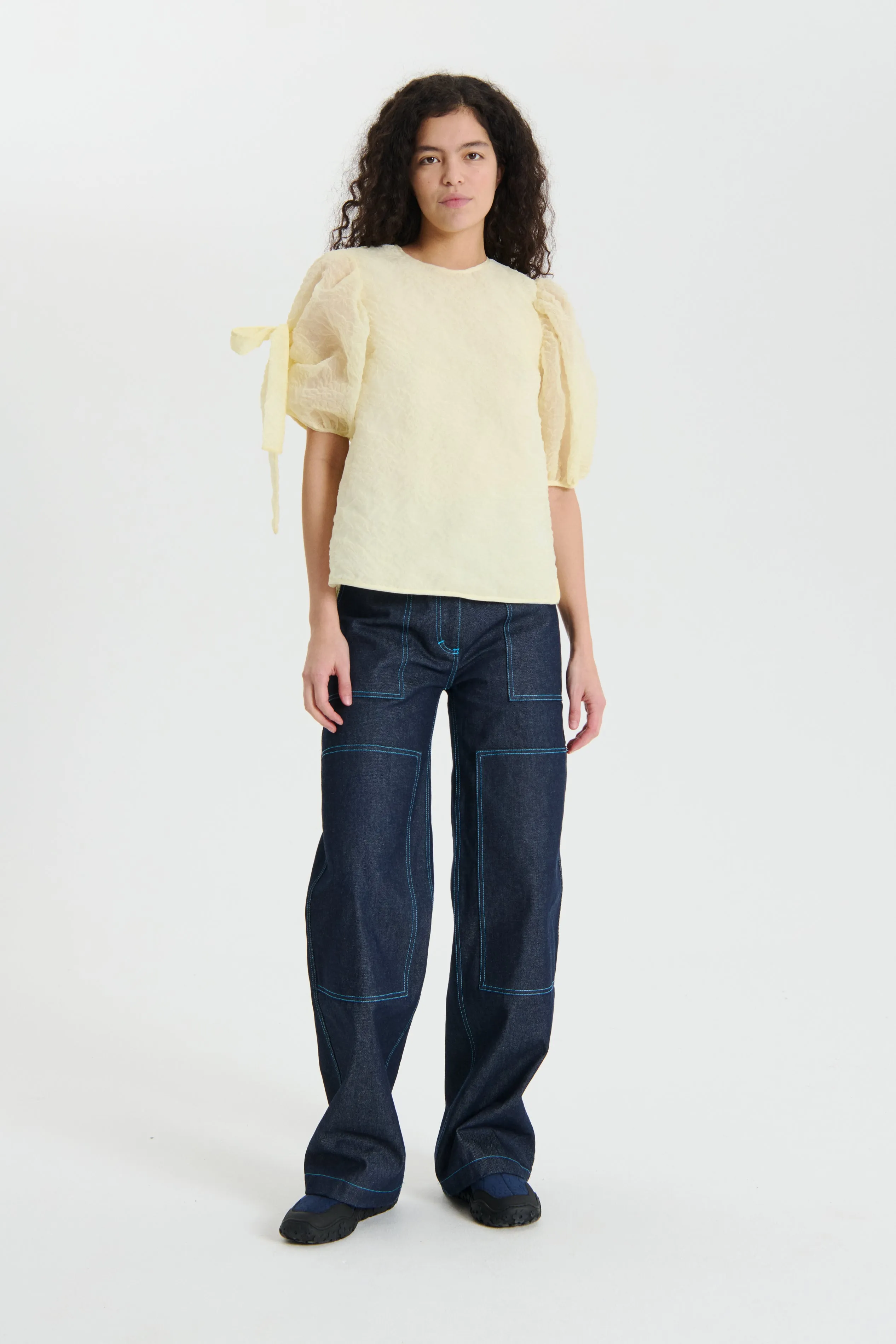 FANCHETTE | TOP POSY MATELASSÉ SOFT YELLOW sold by Cecilie Bahnsen