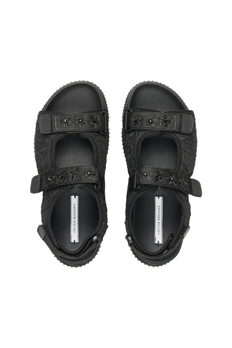 VALERIA | TRUEAL MARGUERITTE CLOQUÉ BLACK/BLACK EMBELLISHED sold by Cecilie Bahnsen