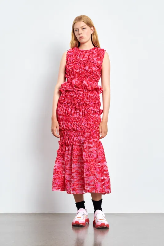 VIANCA | SKIRT YARROW FIL-COUPÉ MAGENTA / RED made by Cecilie Bahnsen