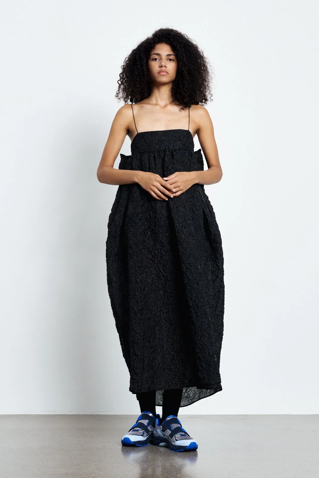 VILMA | DRESS GRASMERE MATELASSE BLACK sold by Cecilie Bahnsen