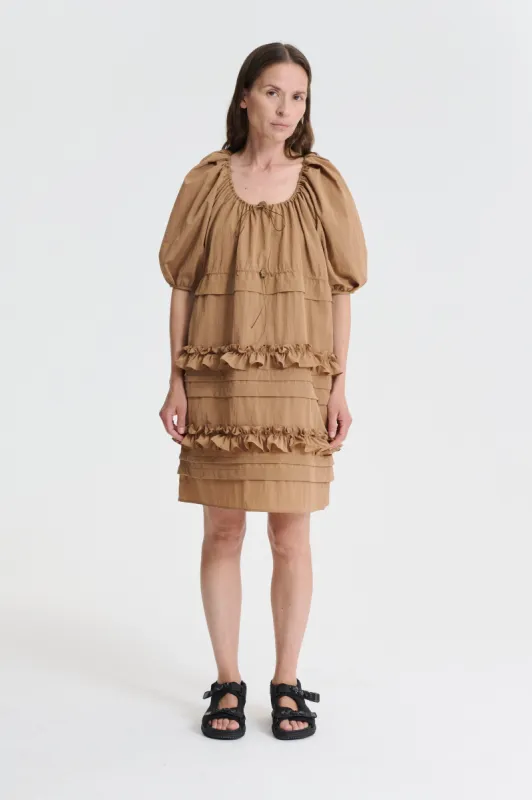 AURELIA | DRESS RECYCLED TAFFETA CHESTNUT made by Cecilie Bahnsen