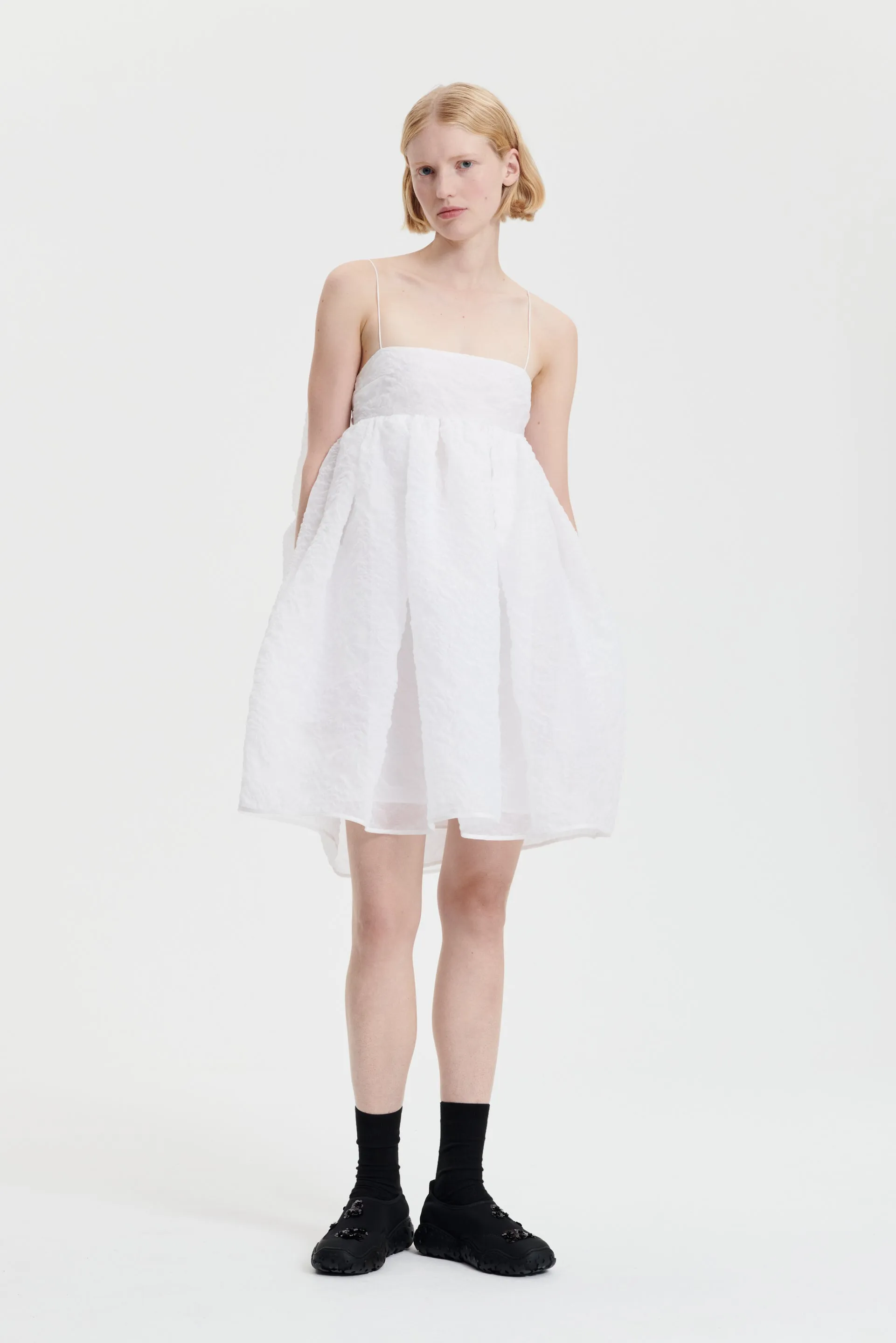 GINA | DRESS POSY MATELASSE WHITE sold by Cecilie Bahnsen