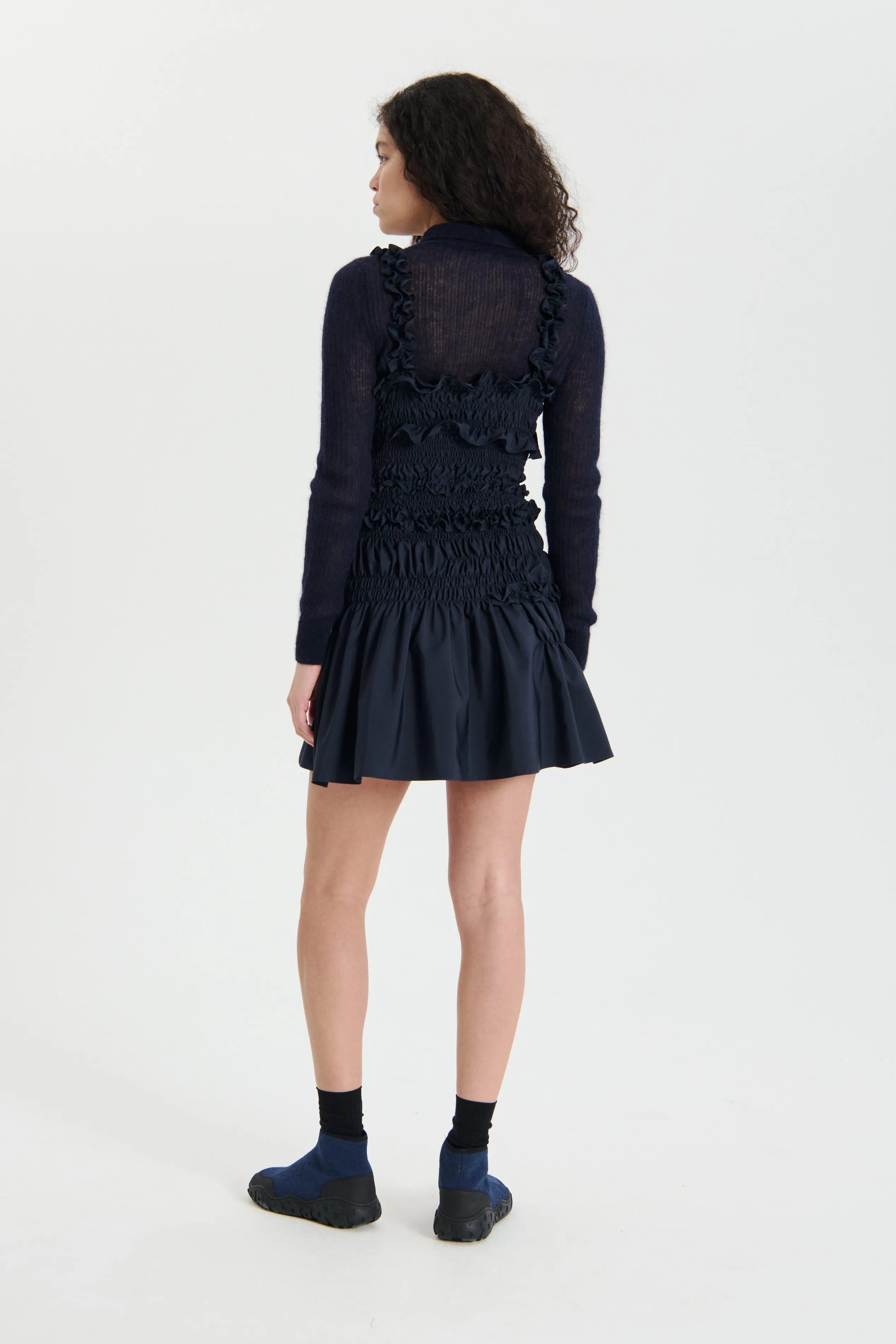 OONA | DRESS RECYCLED FAILLE NAVY sold by Cecilie Bahnsen product image thumbnail 4