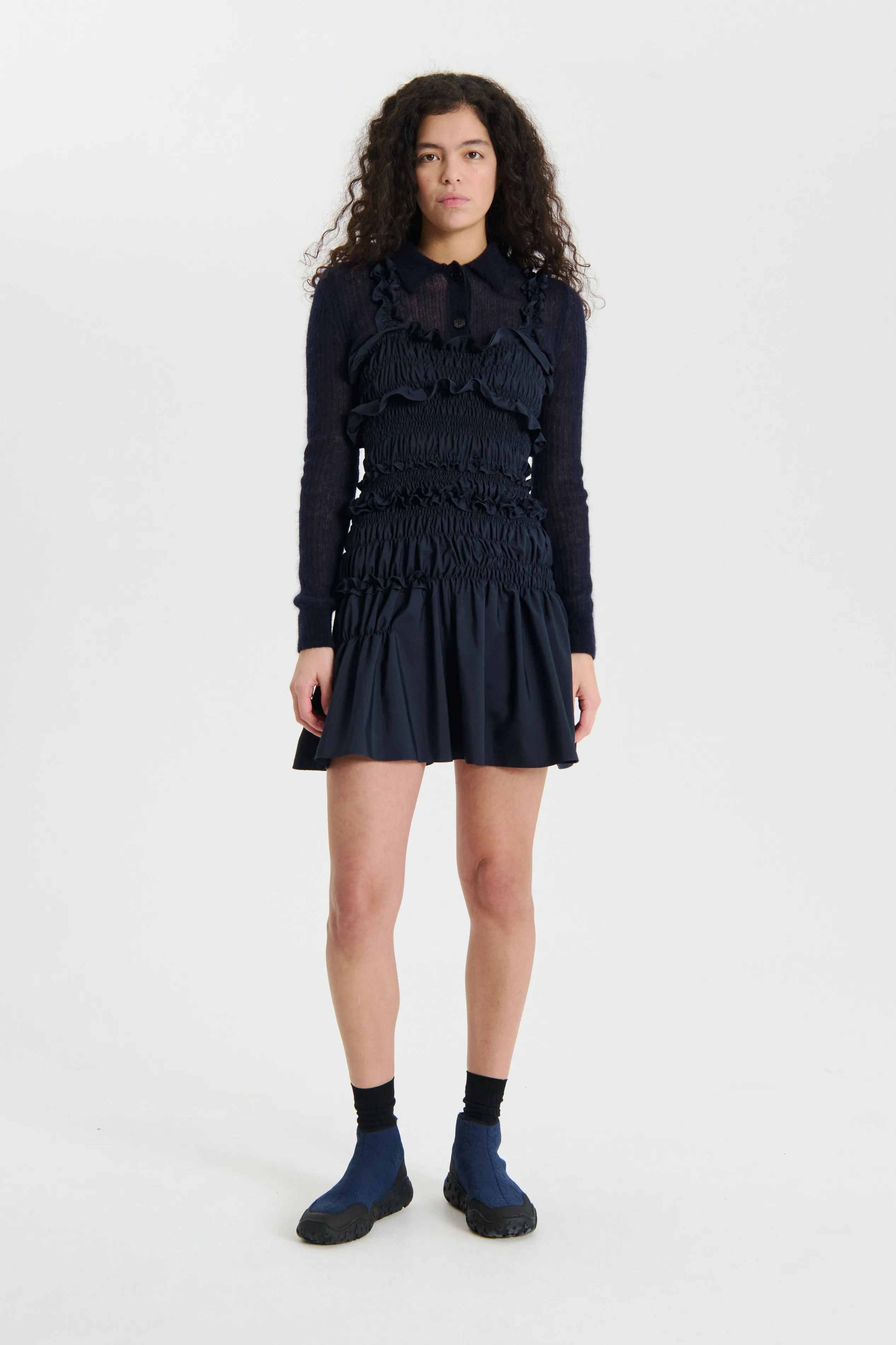 OONA | DRESS RECYCLED FAILLE NAVY sold by Cecilie Bahnsen product image thumbnail 3