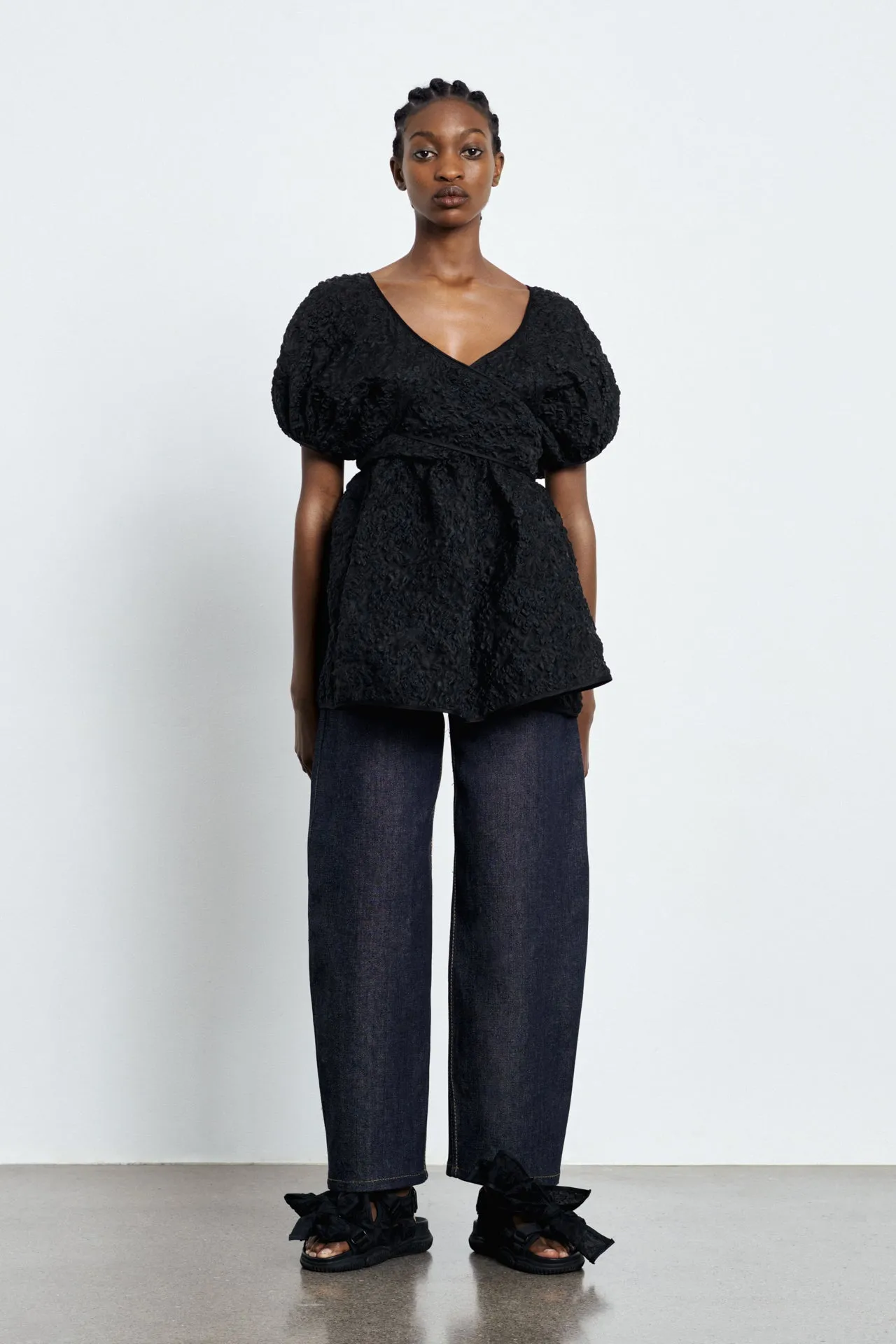 ANGIE | TOP GRASMERE MATELASSÉ BLACK sold by Cecilie Bahnsen