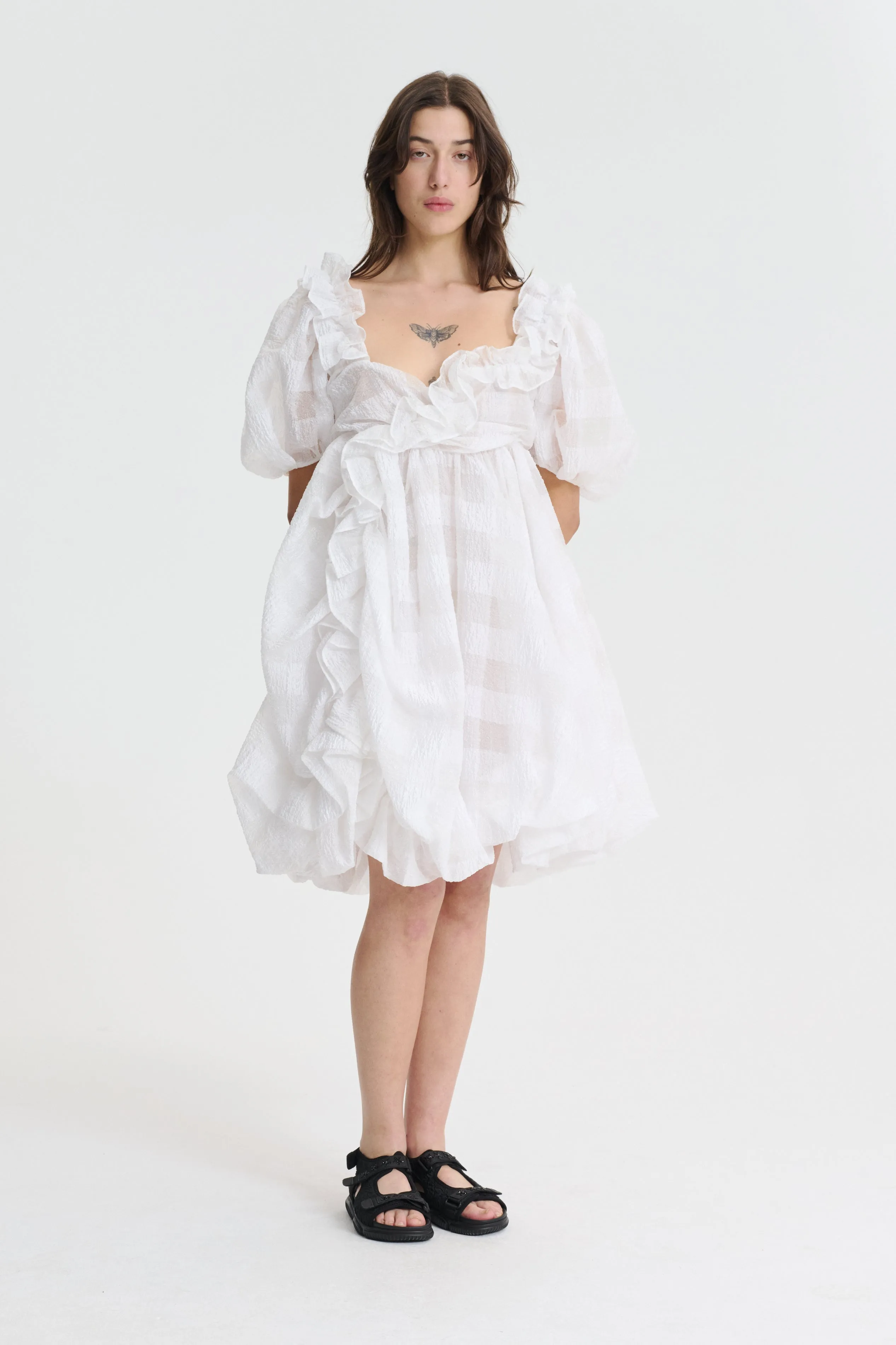 GWEN | DRESS GINGHAM JACQUARD WHITE BRIDAL sold by Cecilie Bahnsen