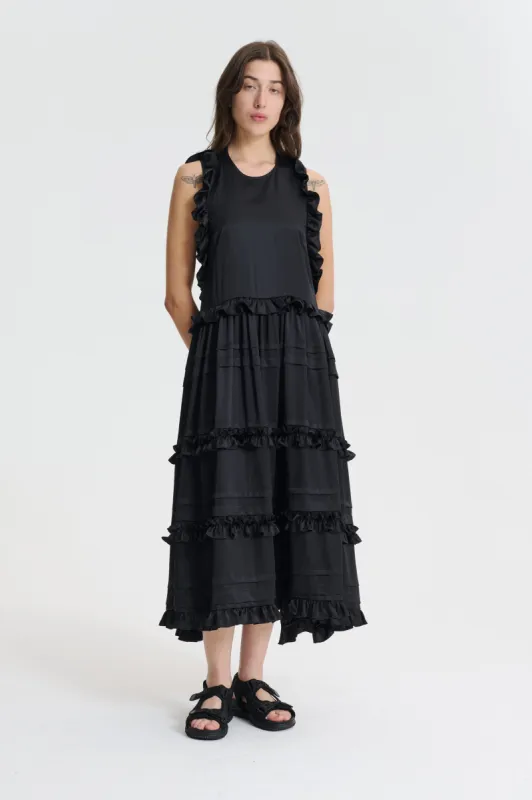 AILEEN | DRESS SILK SATIN BLACK made by Cecilie Bahnsen