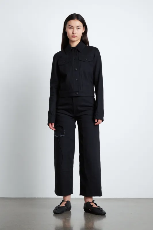 SASHA | JACKET DENIM WITH PATCHES BLACK sold by Cecilie Bahnsen