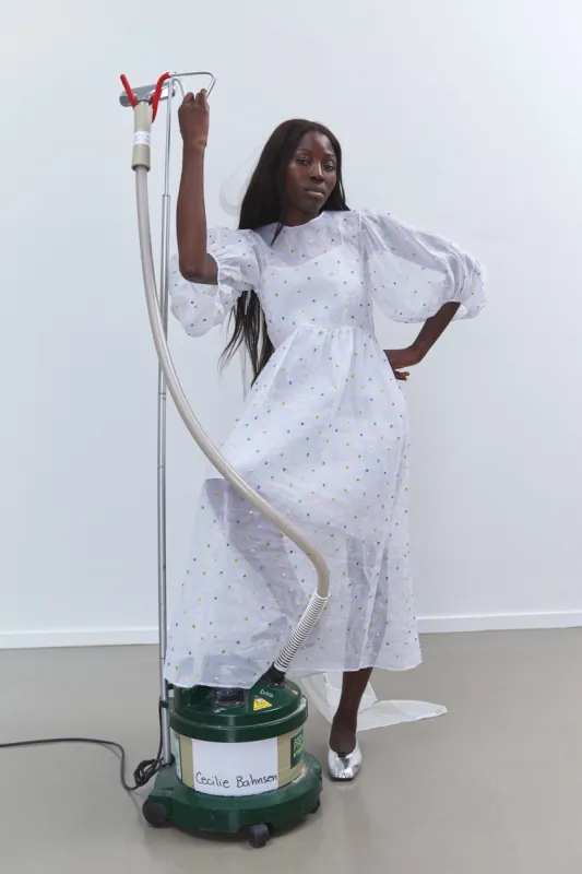 KARMEN | DRESS BEADED ORGANDIE WHITE / GREEN BRIDAL made by Cecilie Bahnsen