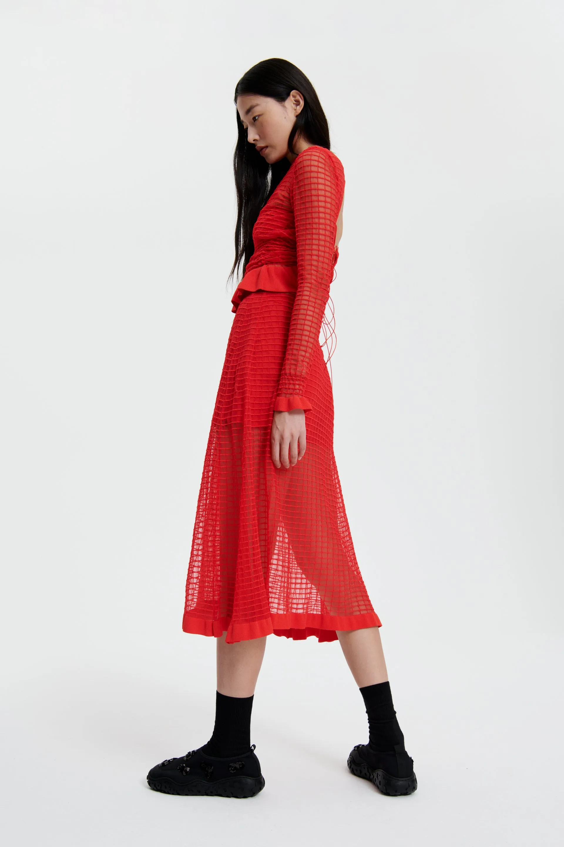 GEMMA | SKIRT MATISSE SHEER GRID POPPY RED sold by Cecilie Bahnsen product image thumbnail 4