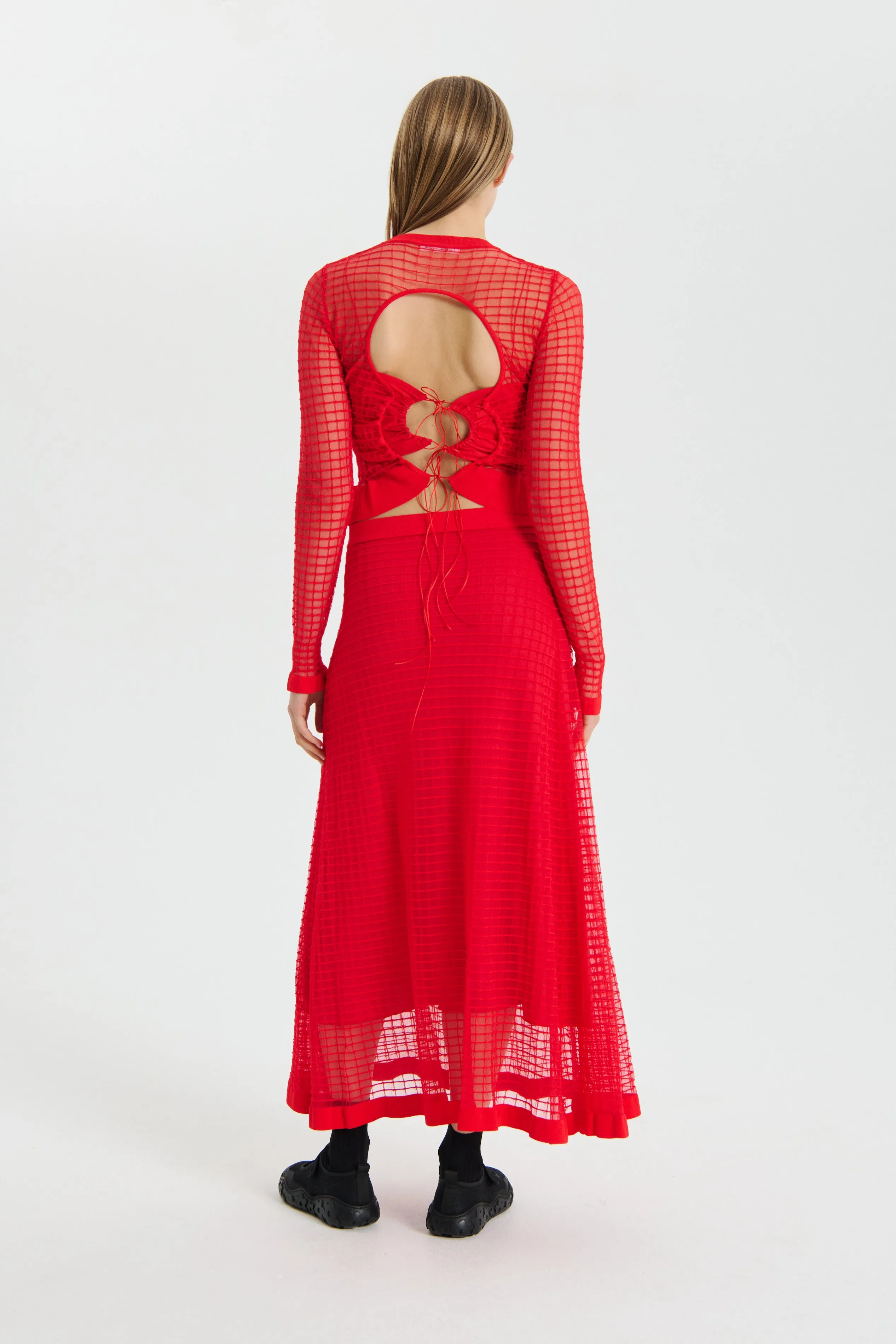 GEMMA | SKIRT MATISSE SHEER GRID POPPY RED sold by Cecilie Bahnsen product image thumbnail 2