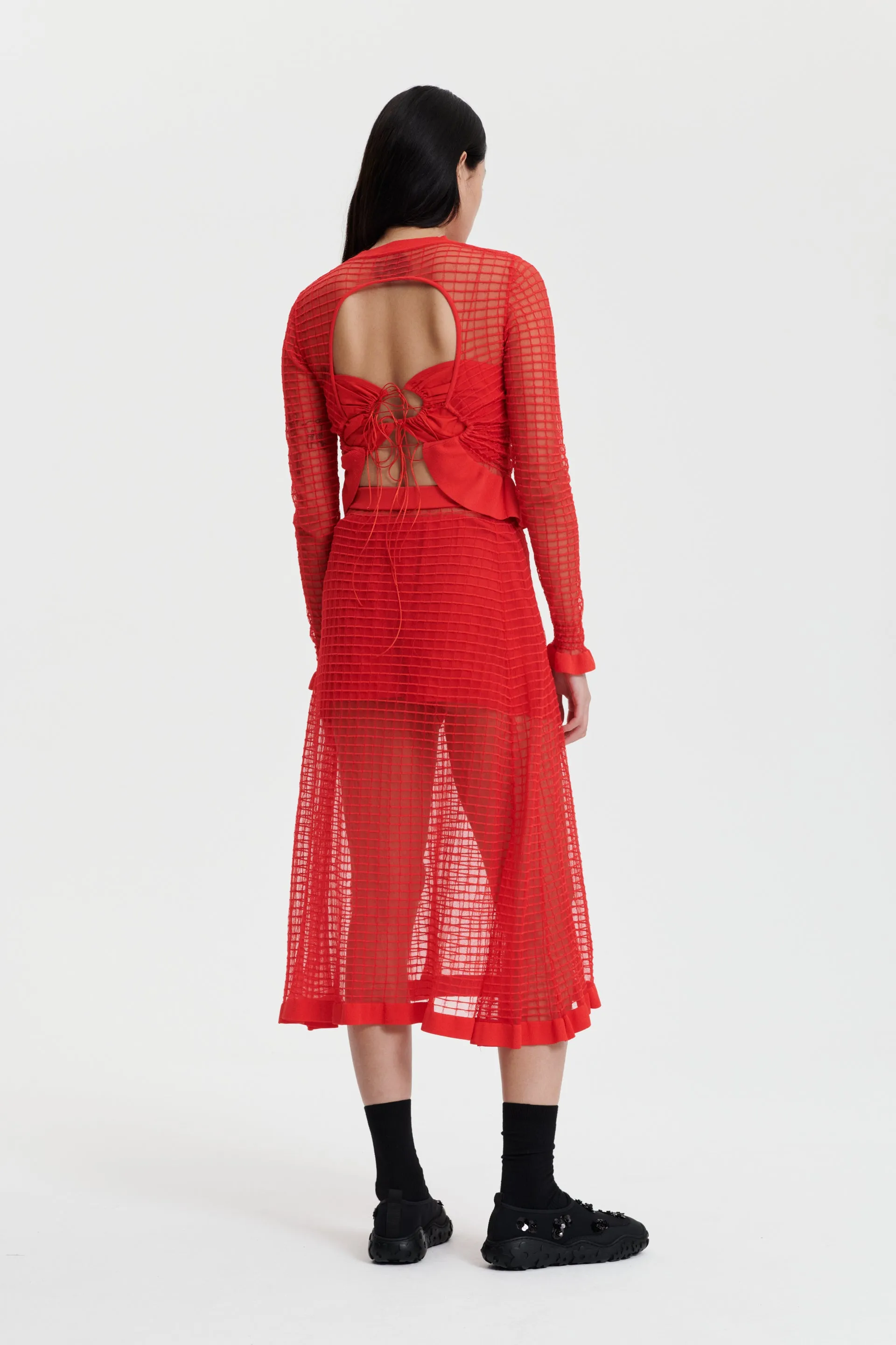 GEMMA | SKIRT MATISSE SHEER GRID POPPY RED sold by Cecilie Bahnsen product image thumbnail 5