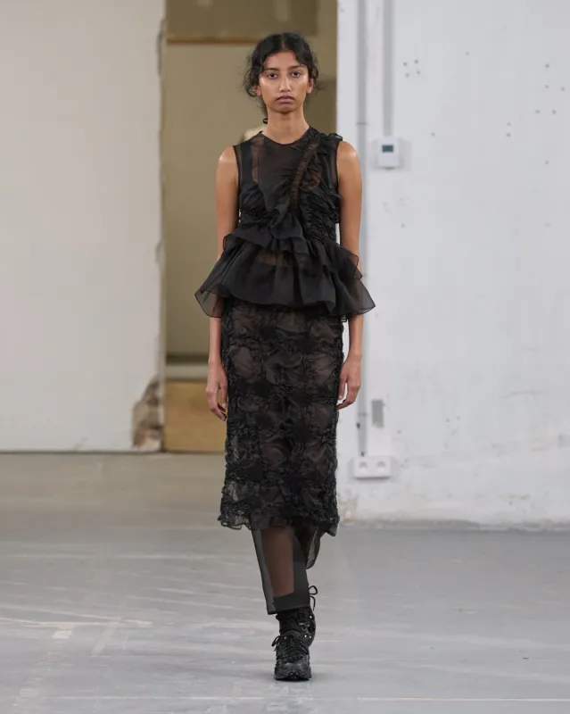 GLENDA | SKIRT SMOCK VIOLA GRID BLACK sold by Cecilie Bahnsen