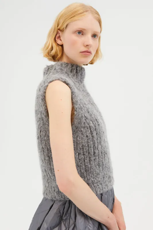 GEORGIA | VEST HAND KNITTED ALPACA GREY sold by Cecilie Bahnsen