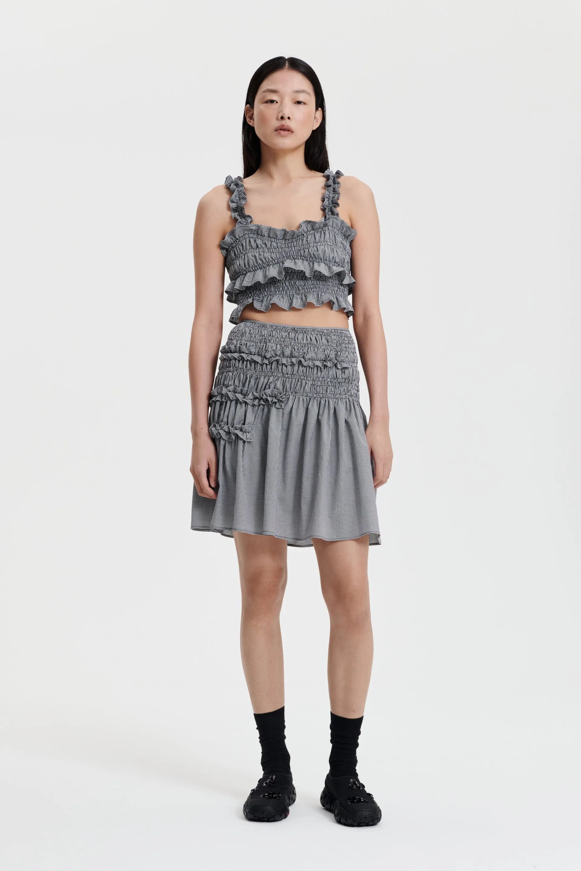 GALA | TOP GINGHAM COTTON BLACK/WHITE sold by Cecilie Bahnsen