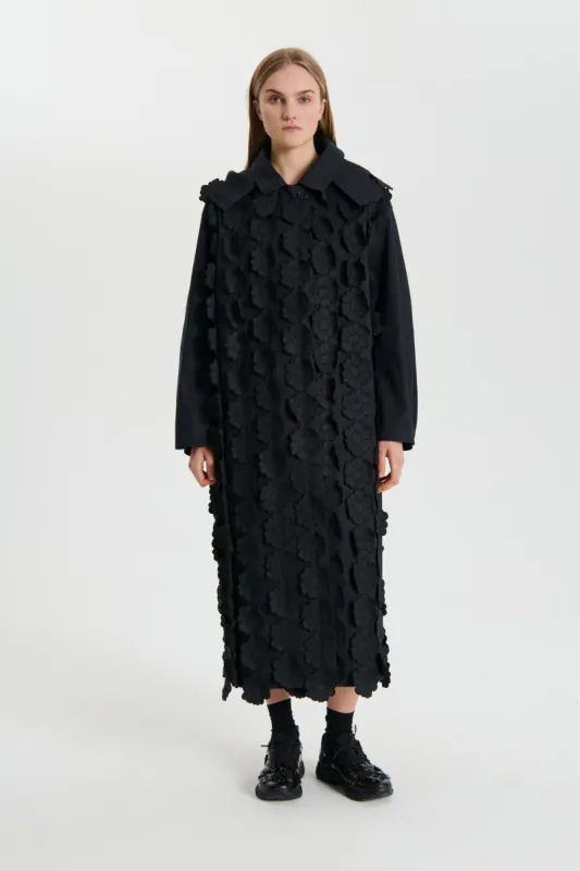 OLYA | COAT BONDED COTTON (EMB) MIDNIGHT BLACK sold by Cecilie Bahnsen