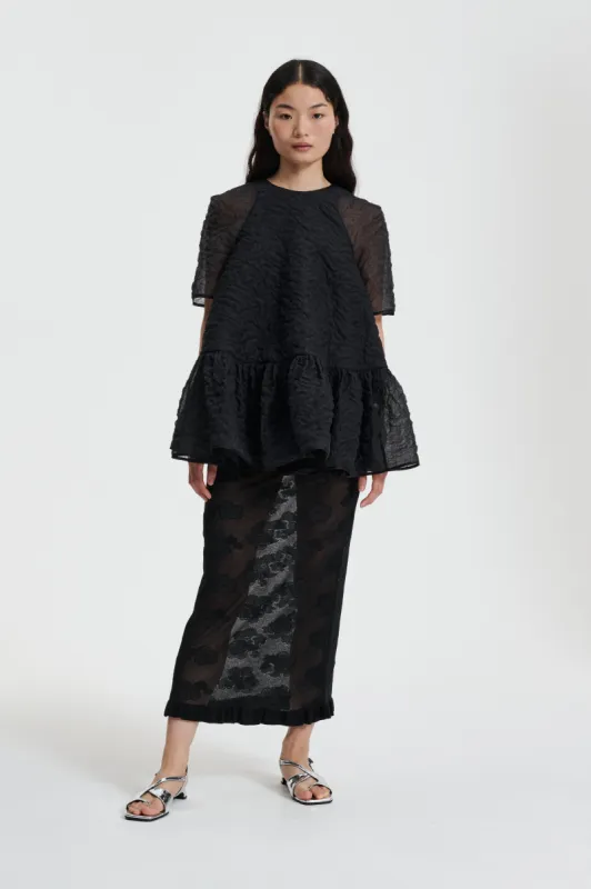 SUSI | TOP NIMBUS MATELASSÉ BLACK sold by Cecilie Bahnsen