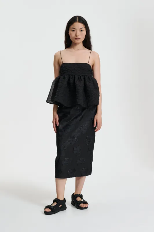 SELENA | TOP NIMBUS MATELASSÉ BLACK sold by Cecilie Bahnsen