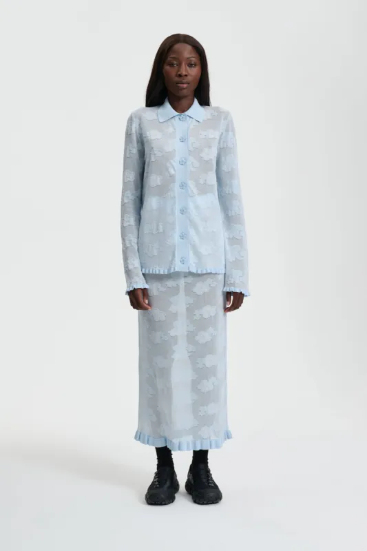 PEGONIA  | SKIRT JACQUARD KNIT LIGHT BLUE made by Cecilie Bahnsen