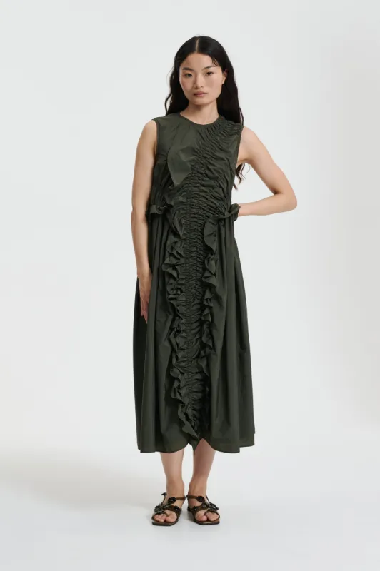 OLE | DRESS SHIKI LIGHT TAFFETA PINE GREEN sold by Cecilie Bahnsen