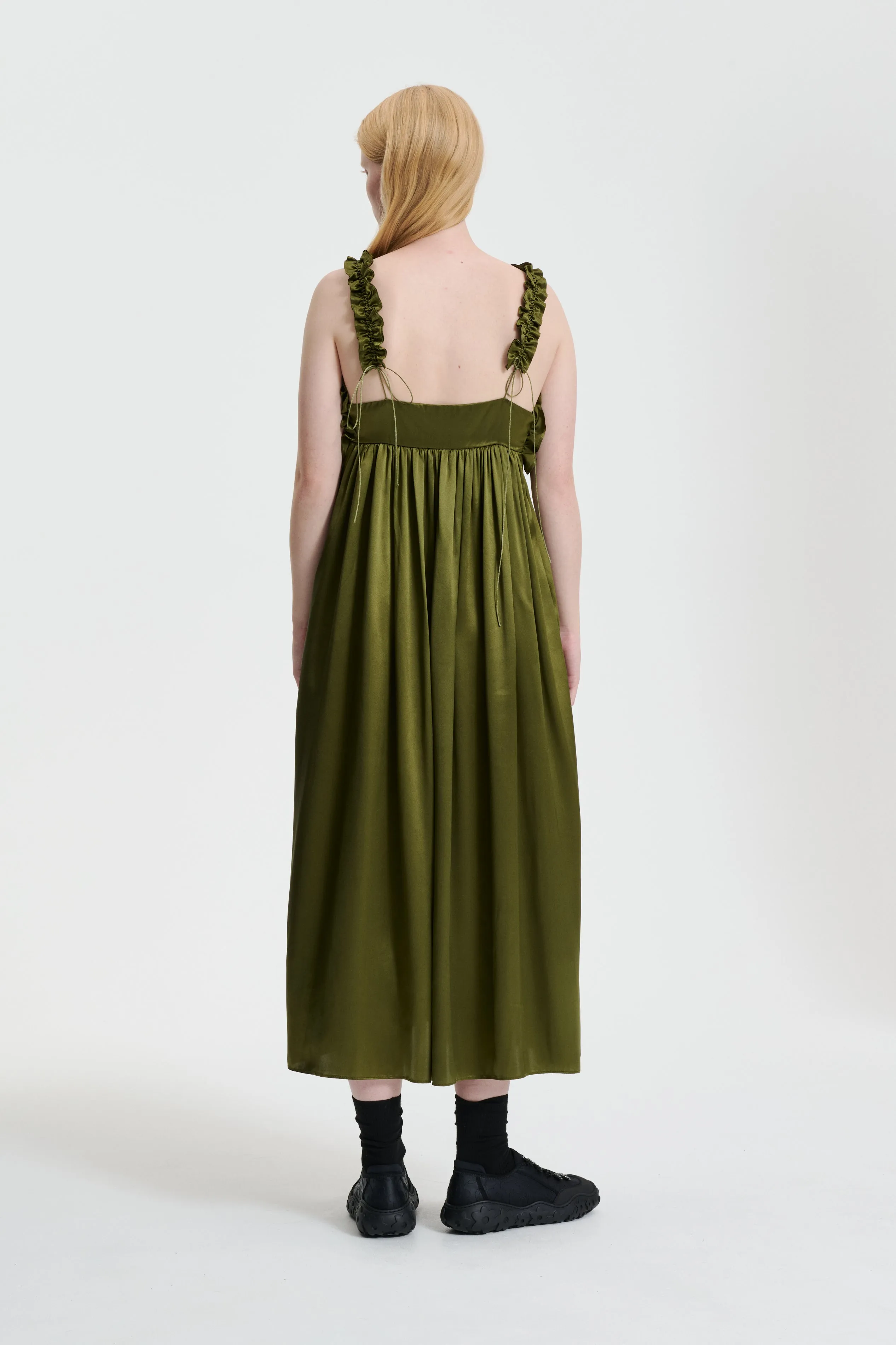 GIOVANNA | DRESS SILK SATIN OLIVE sold by Cecilie Bahnsen product image thumbnail 2