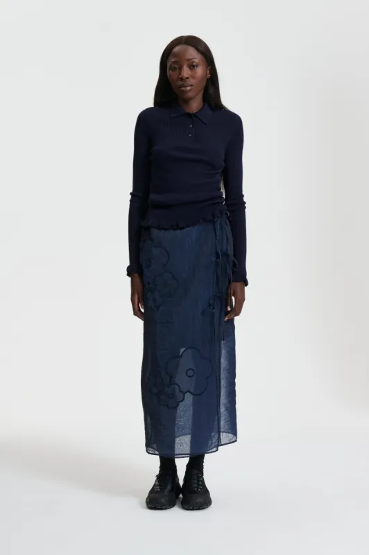 APRIL | SKIRT LIQUID MYRTIA NAVY made by Cecilie Bahnsen