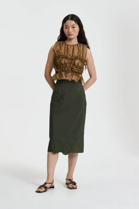 ALLEGRA | SKIRT SHIKI LIGHT TAFFETA PINE GREEN sold by Cecilie Bahnsen