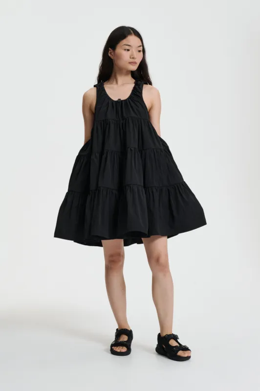 AINO | DRESS CRINKLED TAFFETA BLACK made by Cecilie Bahnsen