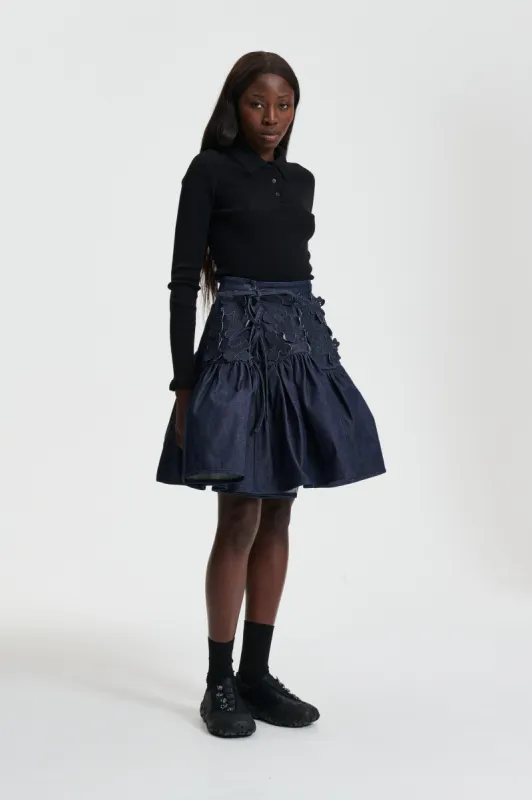 OPRAH | SKIRT VINCA APPLIQUE DENIM INDIGO sold by Cecilie Bahnsen