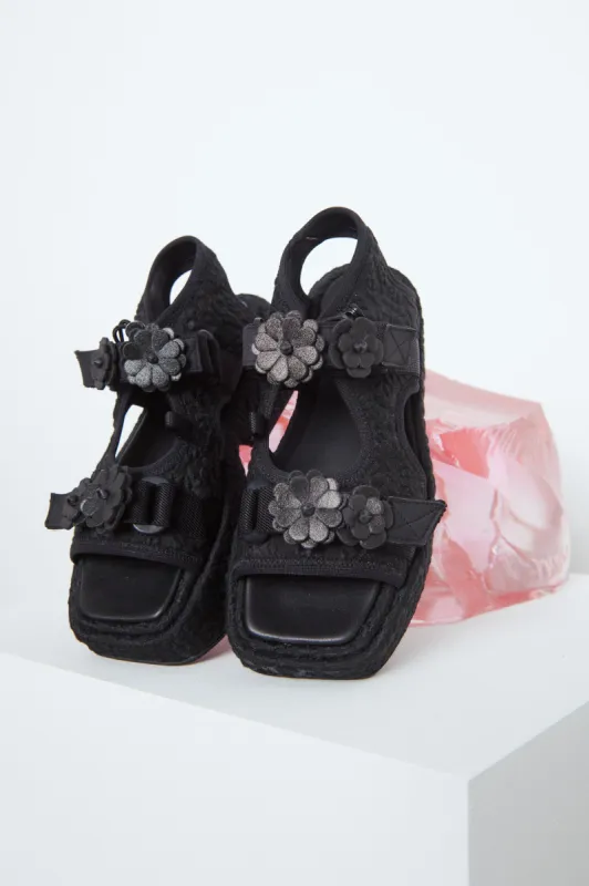 MAY | SANDAL FLORAL MATELASSÉ BLACK made by Cecilie Bahnsen