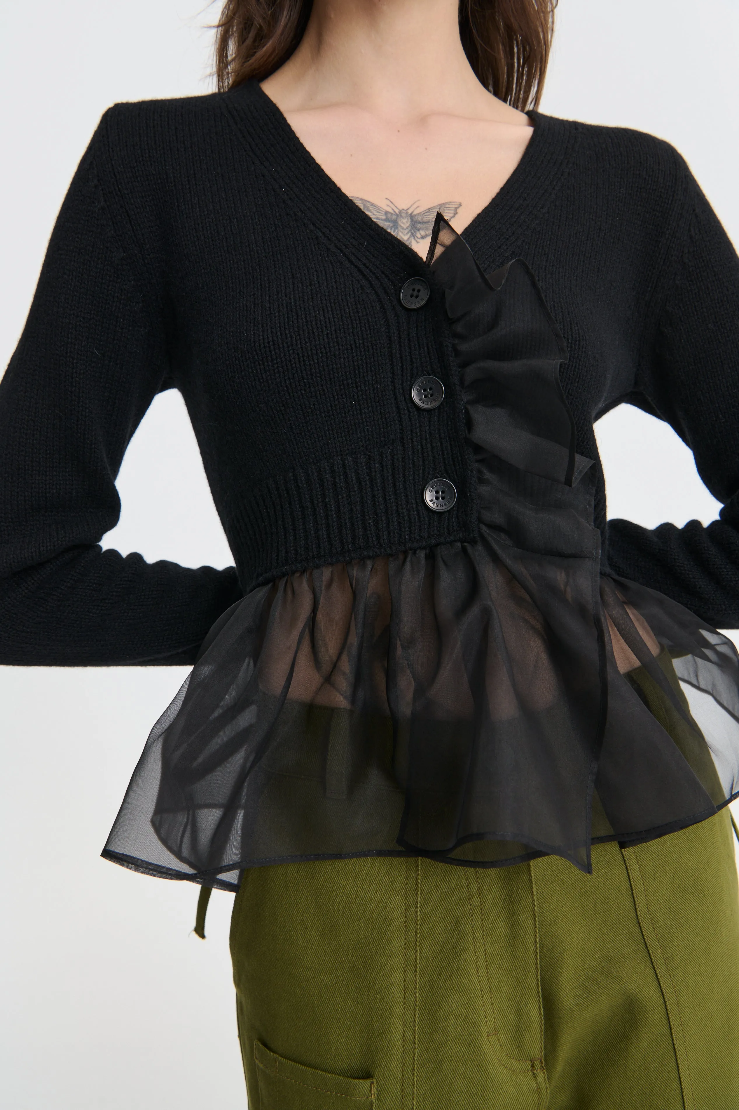 PHLOX | CARDIGAN RECYCLED CASHMERE BLACK sold by Cecilie Bahnsen product image thumbnail 3