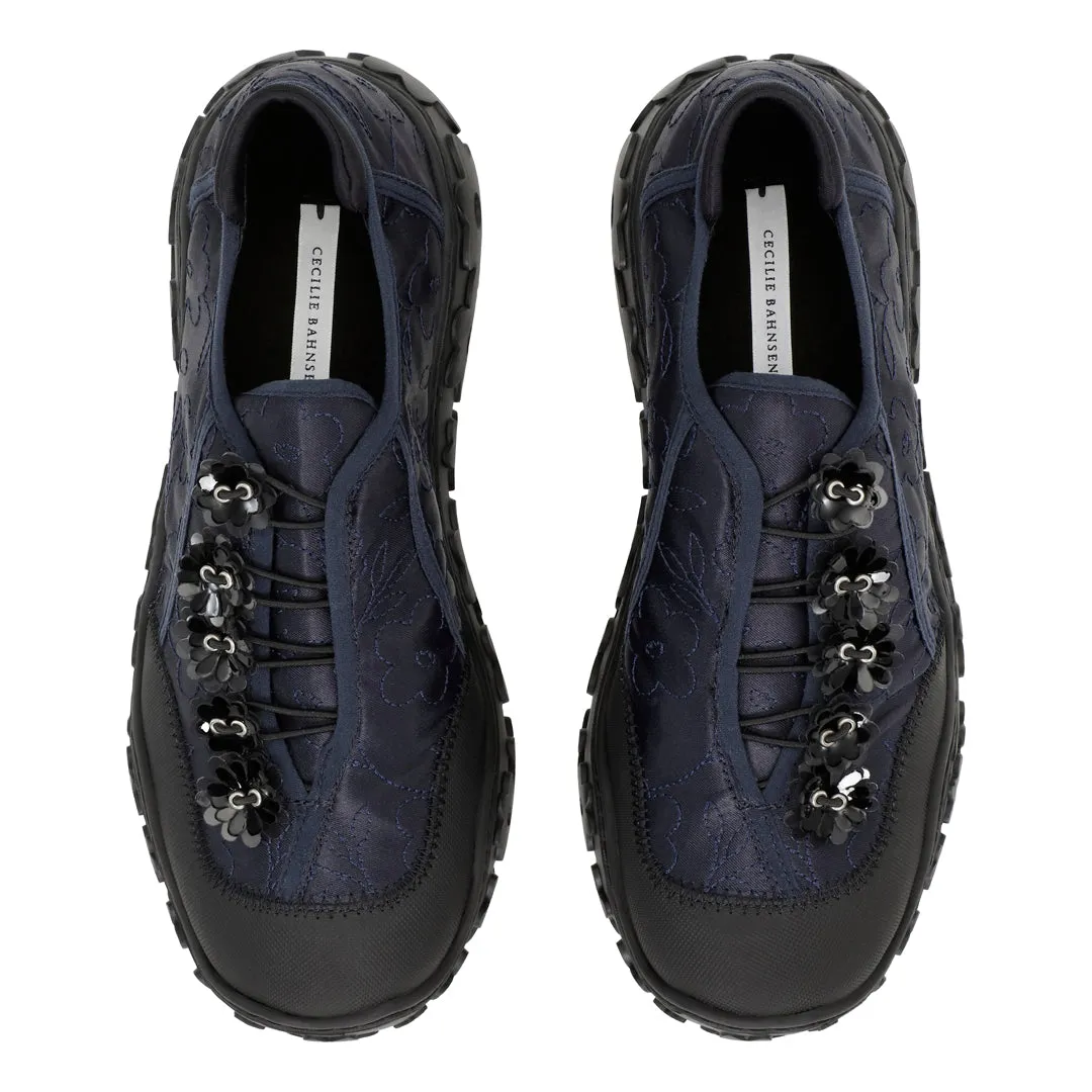 ALINA | SNEAKER EMBROIDERED SATIN NAVY sold by Cecilie Bahnsen product image thumbnail 3