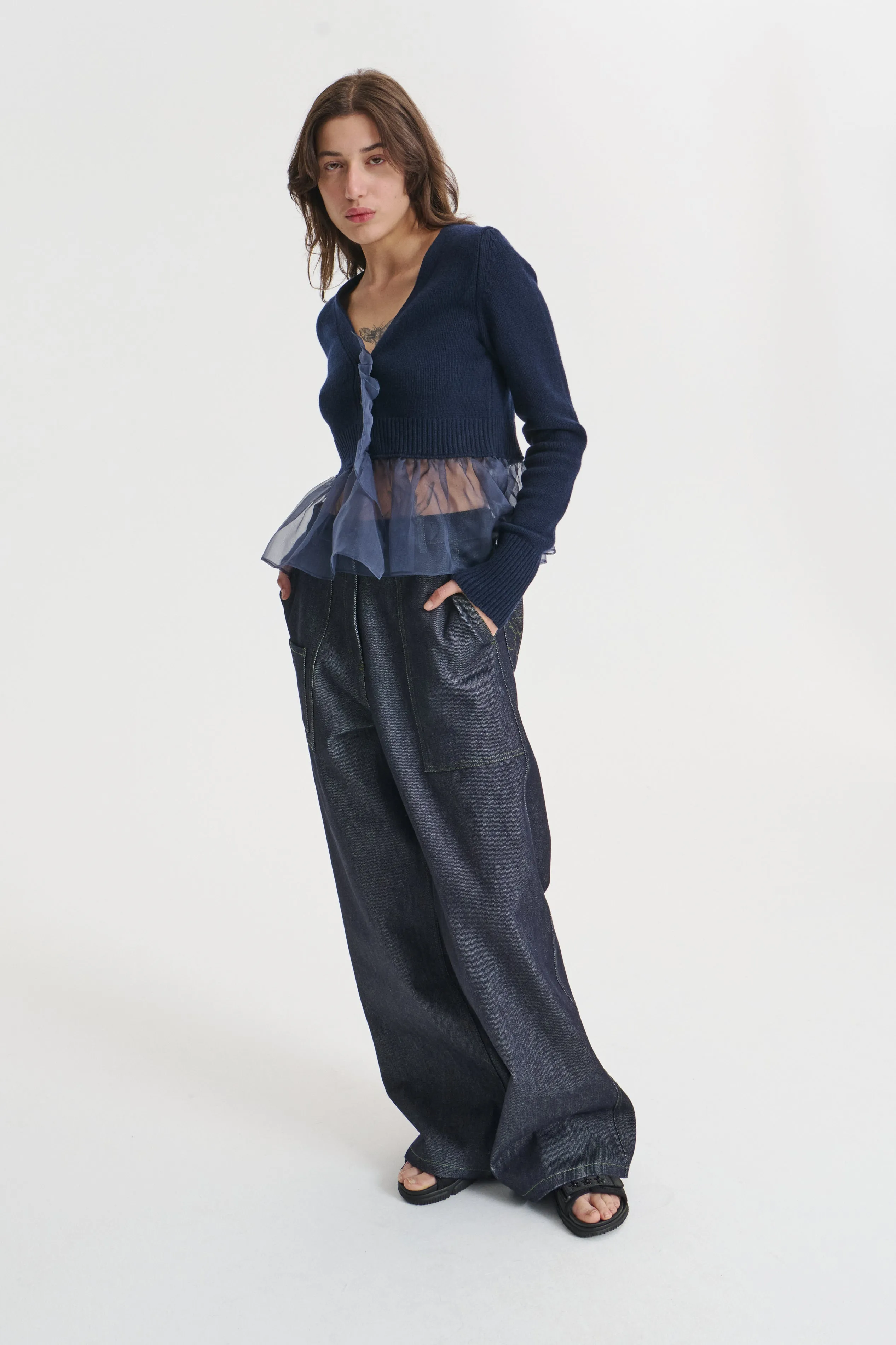 PHLOX | CARDIGAN RECYCLED CASHMERE NAVY sold by Cecilie Bahnsen