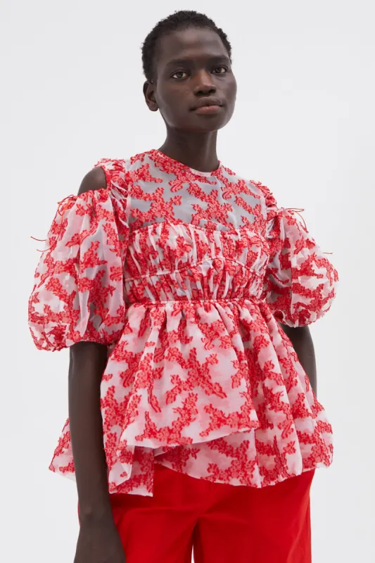 FRUMA | TOP FREESIA FIL-COUPÉ CLEAR/RED sold by Cecilie Bahnsen