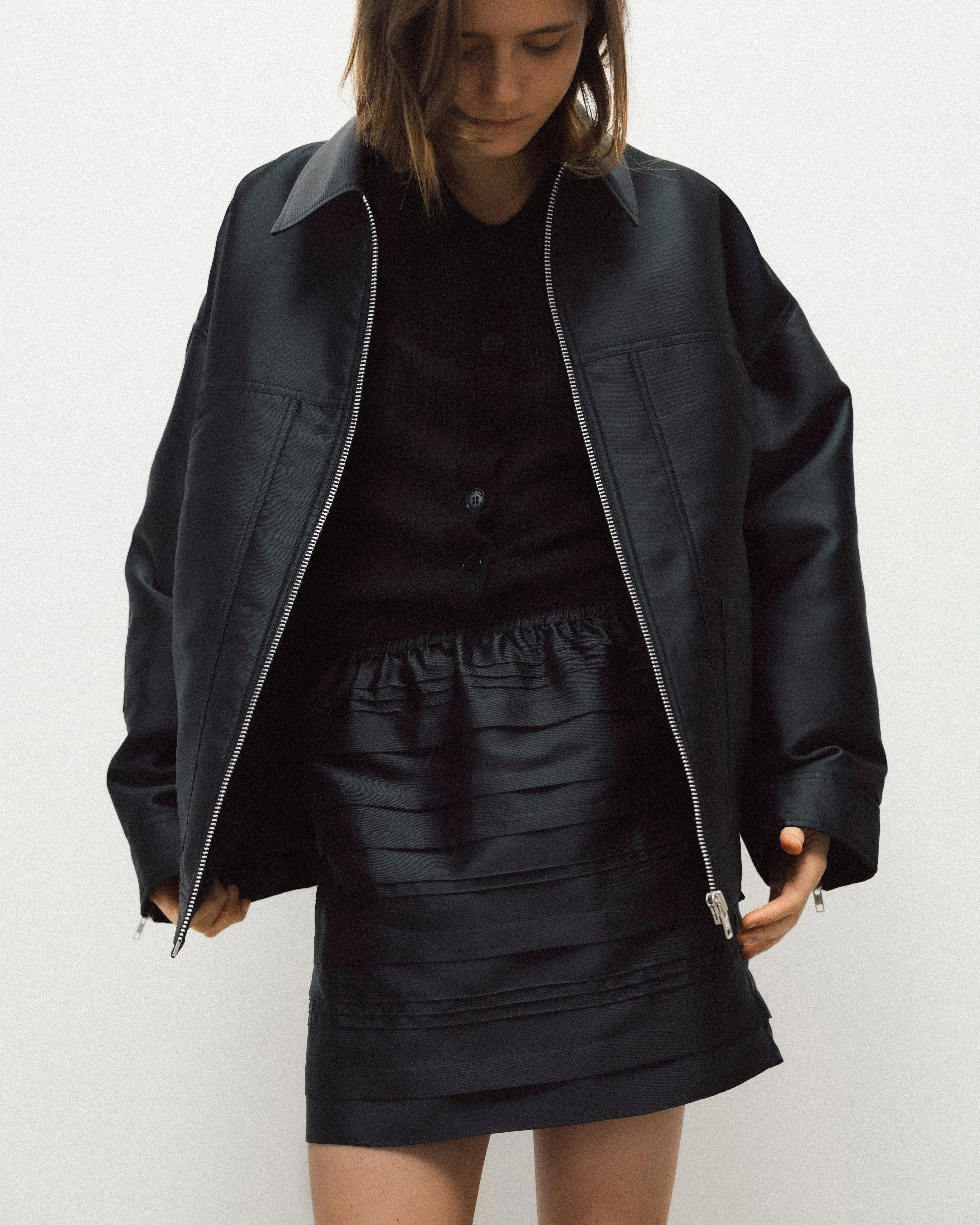 OLPA | JACKET LUSTRE TWILL BLACK NONA sold by Cecilie Bahnsen