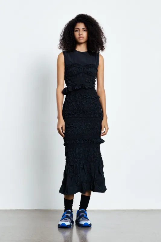 VANDA | DRESS PANSY SMOCK FAILLE BLACK made by Cecilie Bahnsen