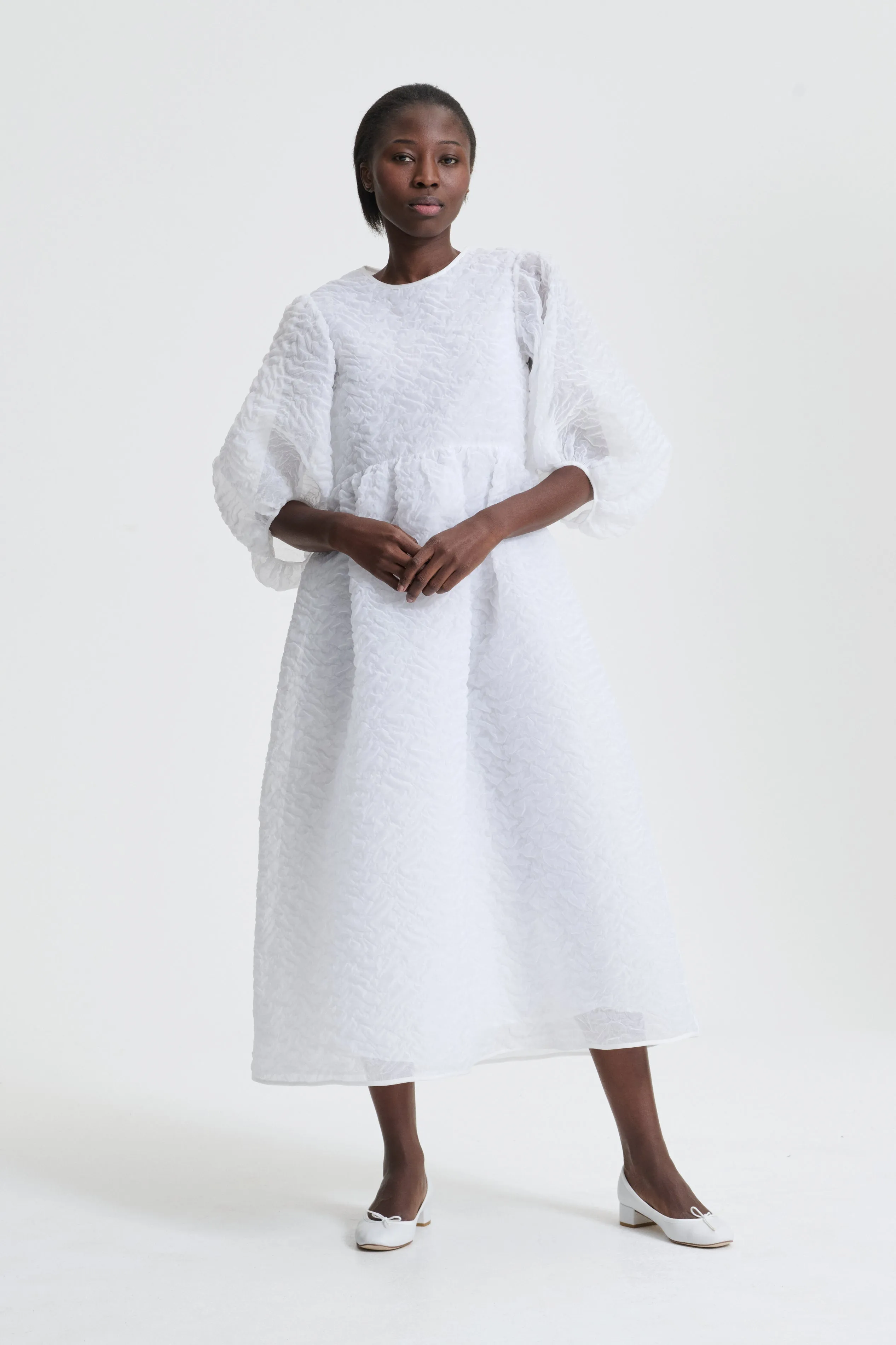 KARMEN | DRESS NIMBUS MATELASSE WHITE BRIDAL sold by Cecilie Bahnsen