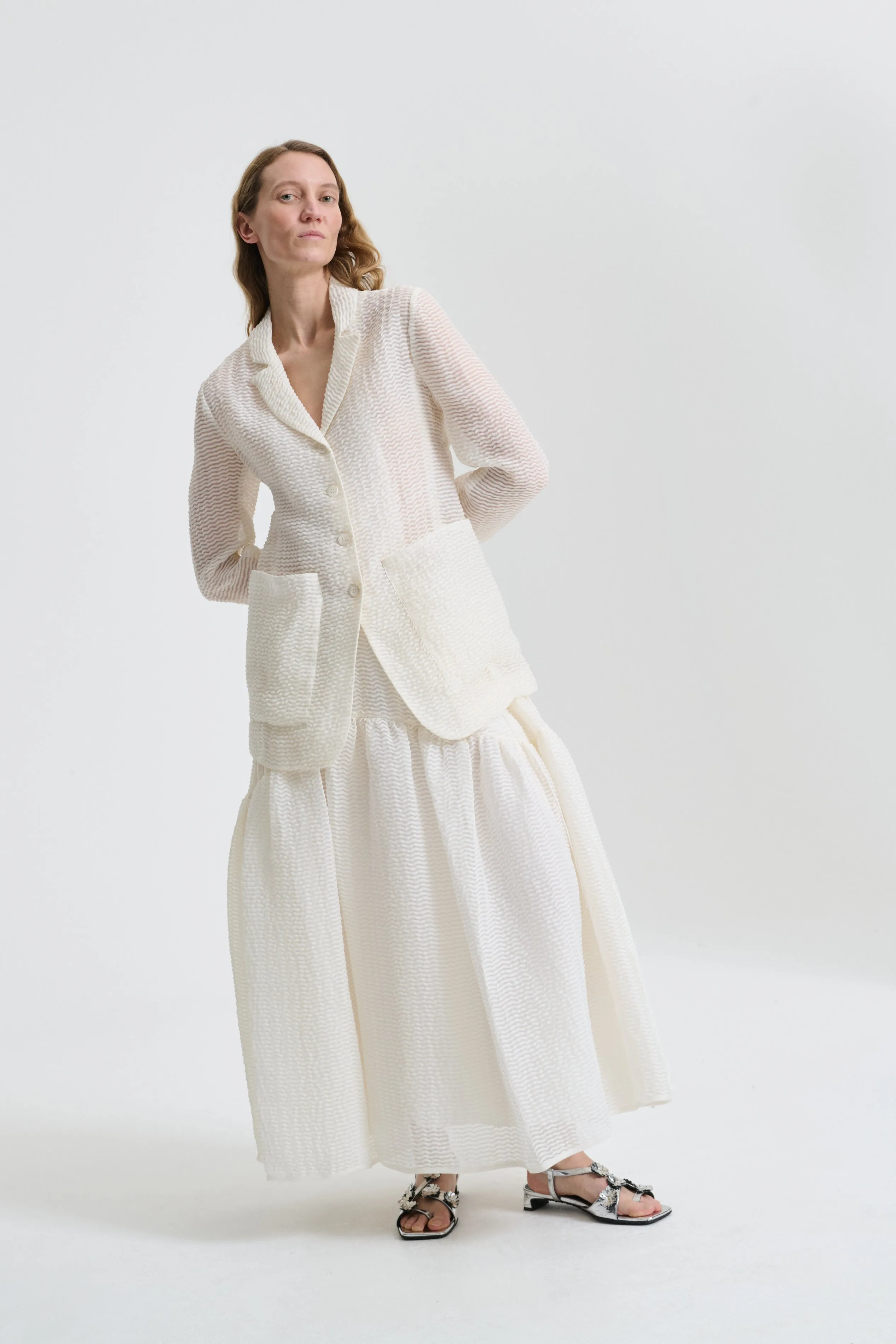 LEA & LILLY | JACKET AND SKIRT STREAM JACQUARD IVORY BRIDAL sold by Cecilie Bahnsen