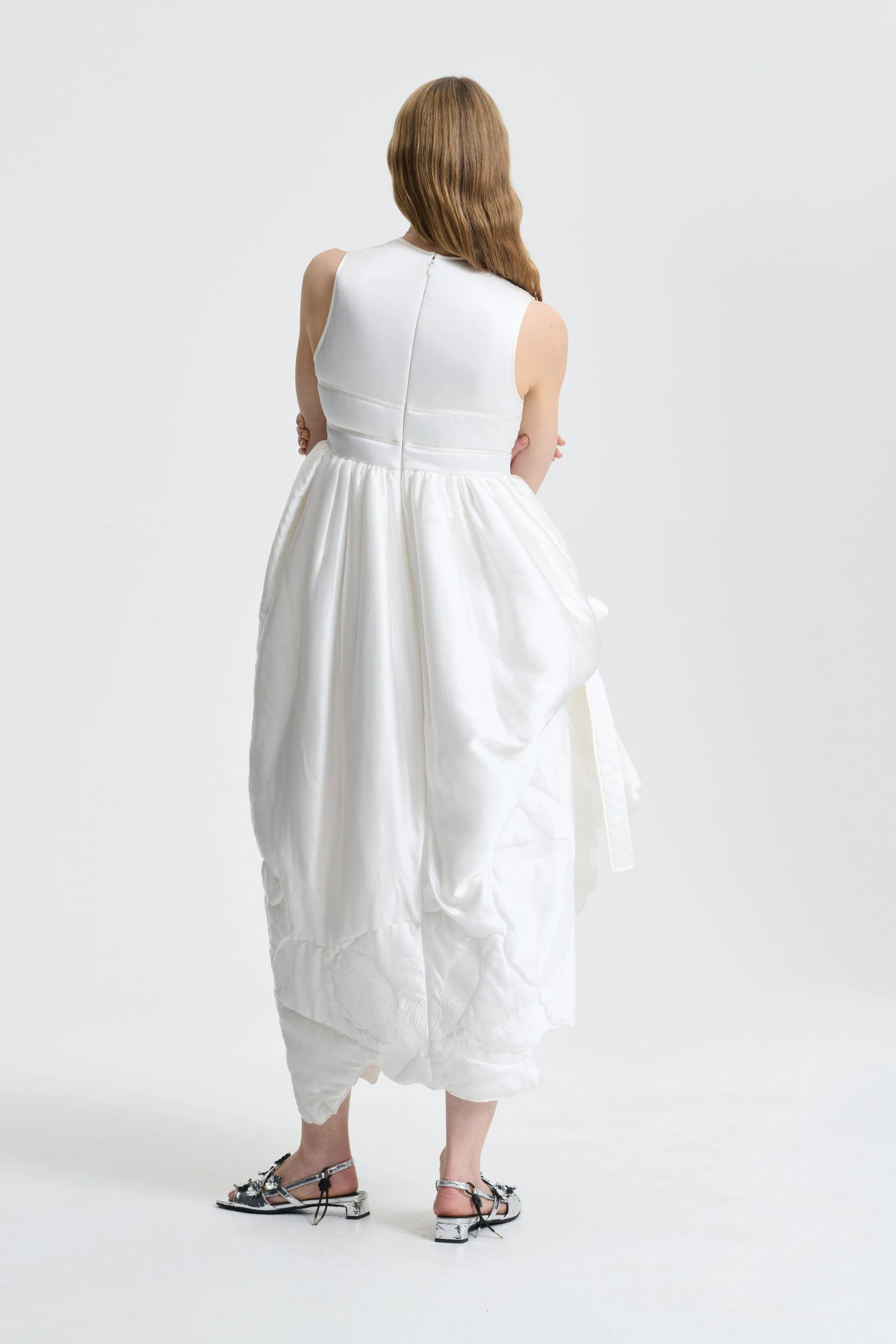DORTHE | DRESS POPPY QUILTED SILK WHITE BRIDAL sold by Cecilie Bahnsen product image thumbnail 3