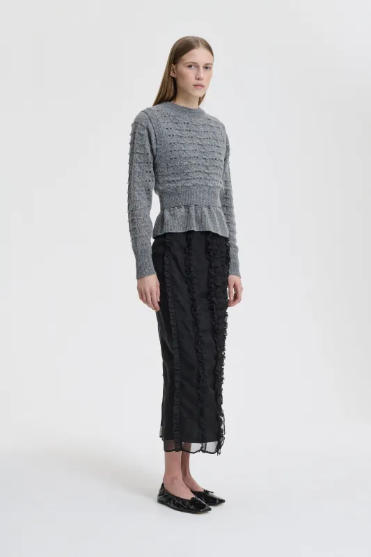BIDANE | PULLOVER HERITAGE LACE KNIT LIGHT GREY made by AW25