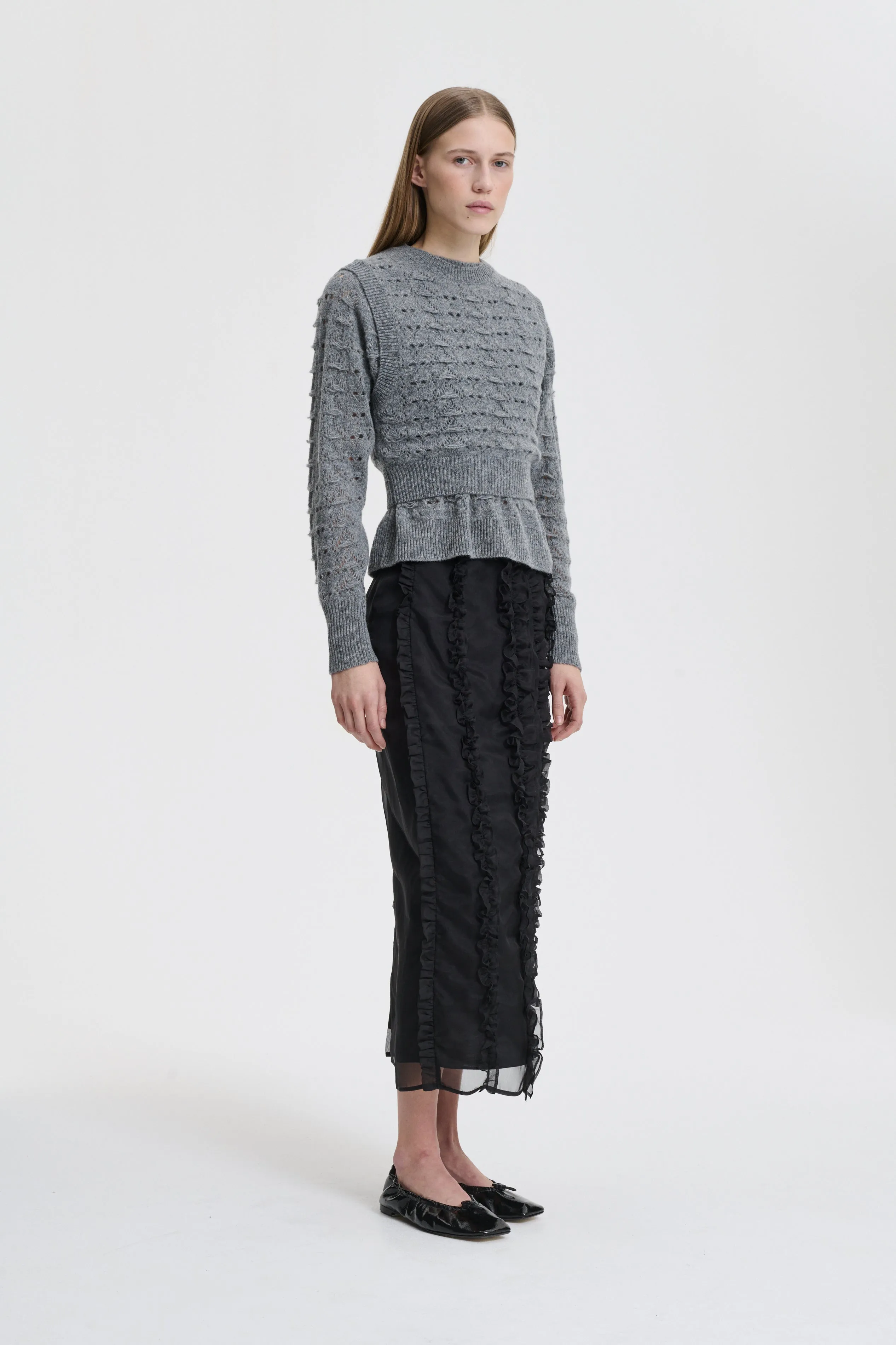 BIDANE | PULLOVER HERITAGE LACE KNIT LIGHT GREY sold by Cecilie Bahnsen