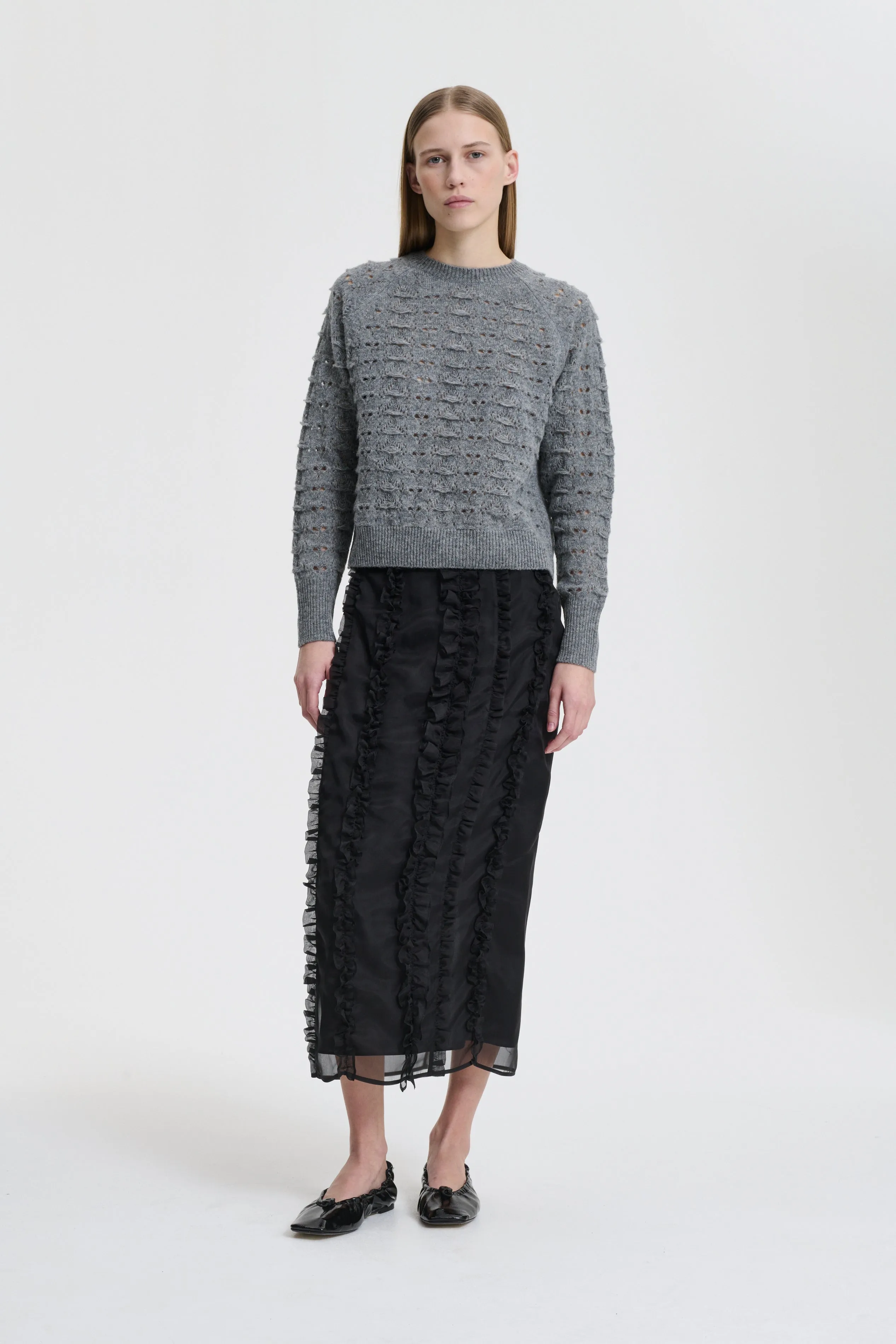 BIDANE | PULLOVER HERITAGE LACE KNIT LIGHT GREY sold by Cecilie Bahnsen product image thumbnail 3