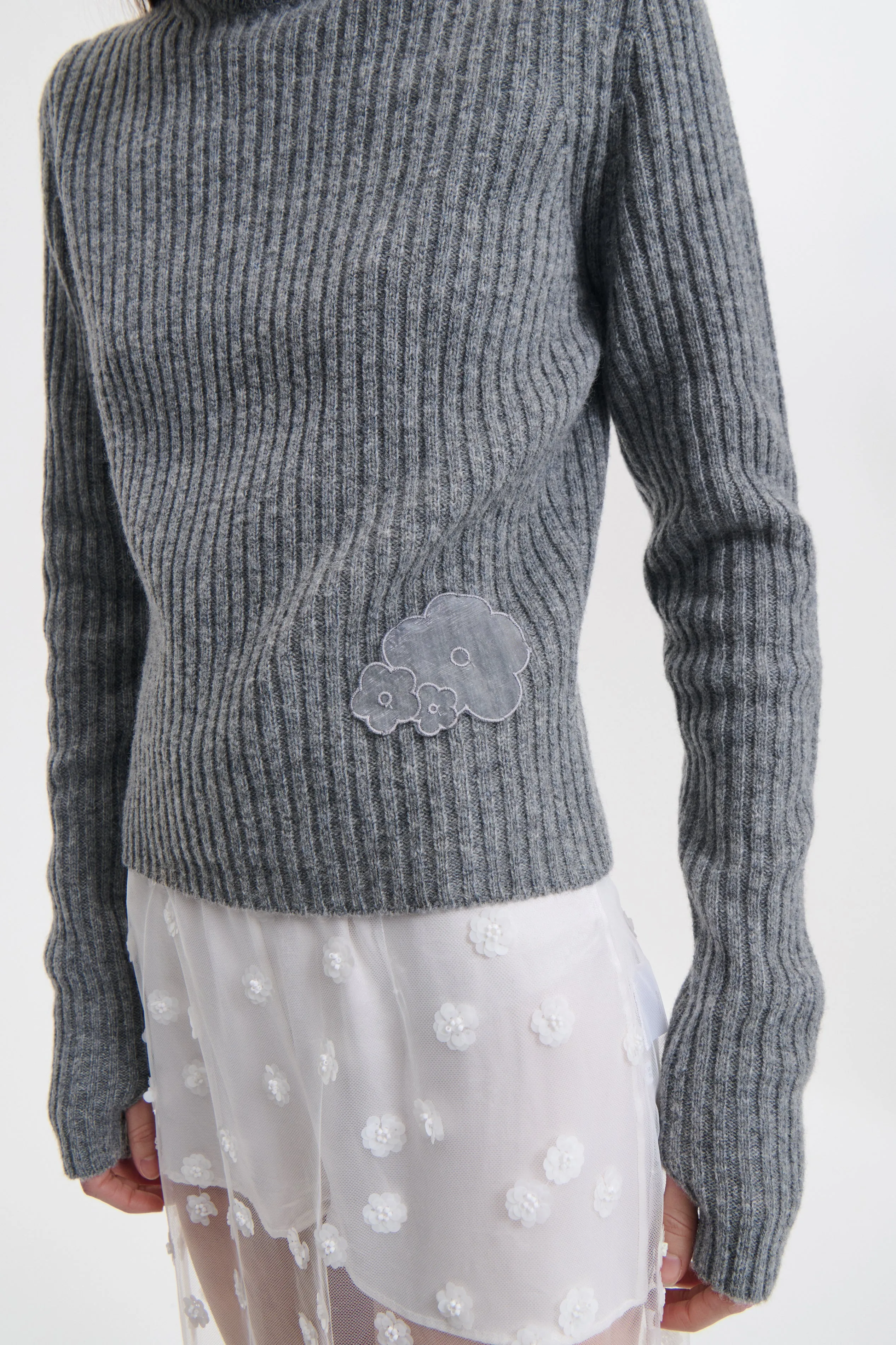 BLAS | PULLOVER NORDIC RIB DARK GREY sold by Cecilie Bahnsen product image thumbnail 3