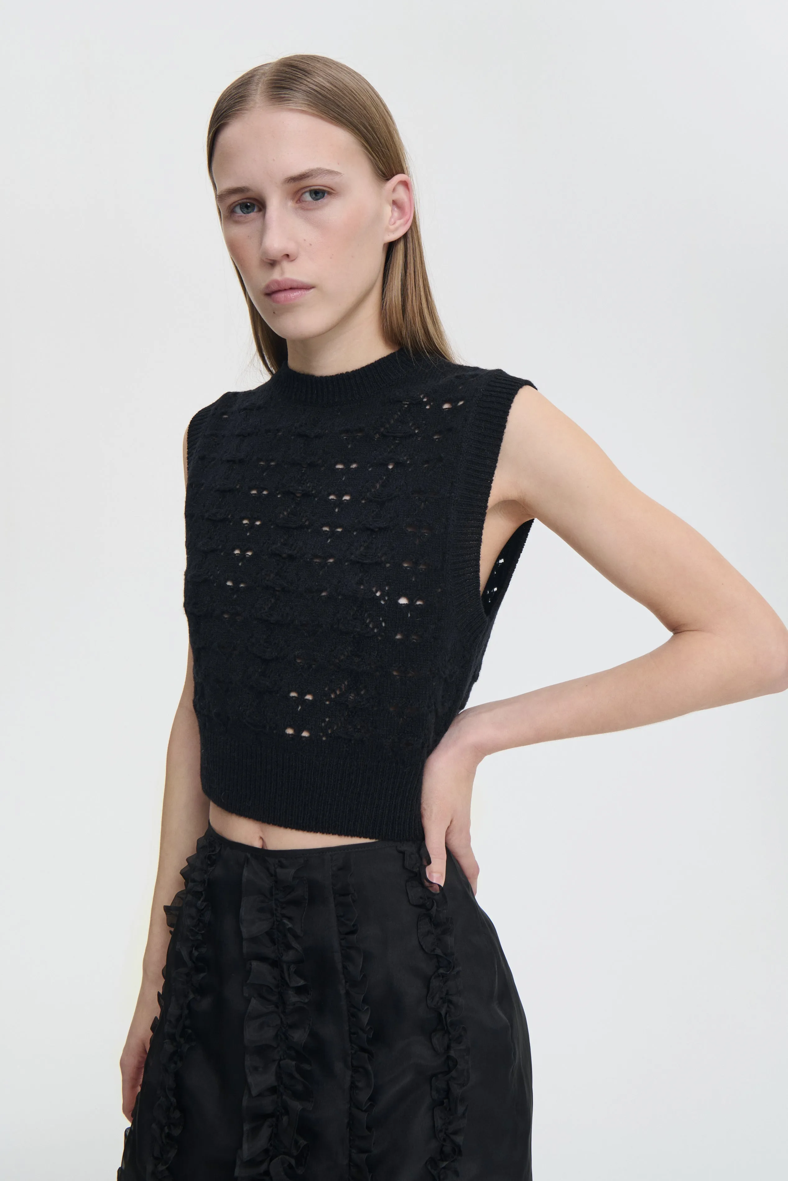 BRISA | VEST HERITAGE LACE KNIT BLACK sold by Cecilie Bahnsen product image thumbnail 4