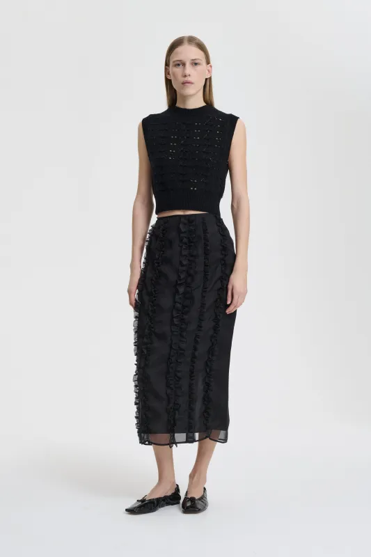 BRISA | VEST HERITAGE LACE KNIT BLACK made by AW25